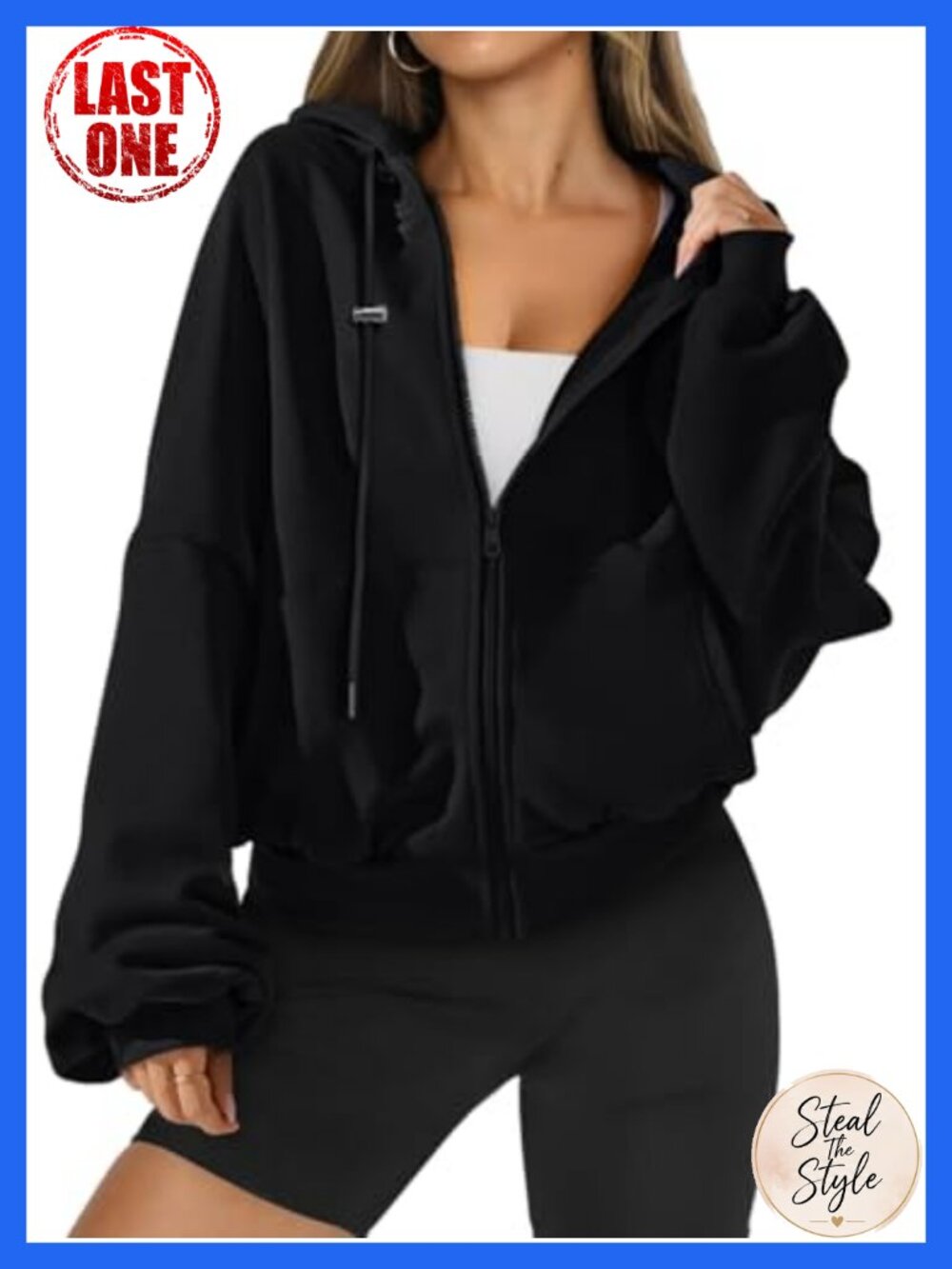 Women's Oversized Zip Up Hoodie Workout Sweatshirt Fleece